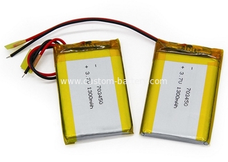 China Rechargeable 703450 3.7V 1300mAh Lithium Polymer Battery Pack 1C / 1300mA supplier