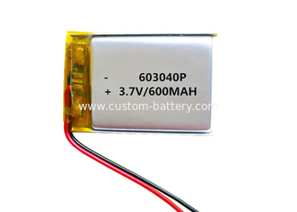 China Lipo 603040 3.7v 650mah Custom Made Lithium Ion Polymer Battery Pack supplier